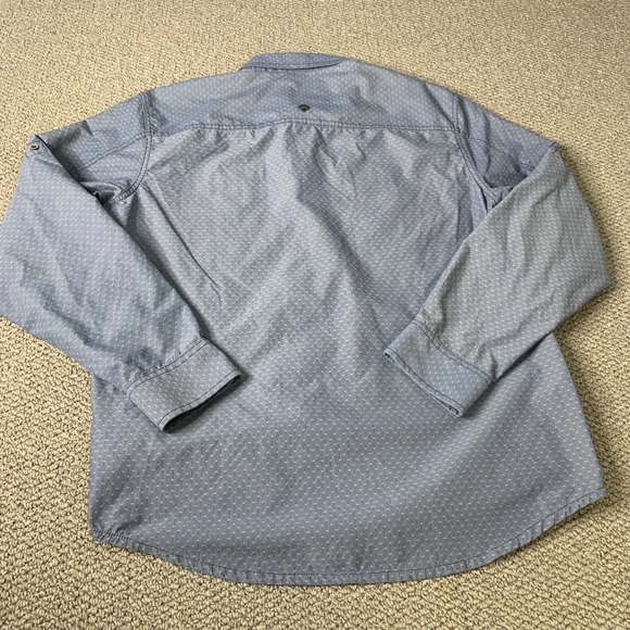 Prana Mens Shirt Size Large Blue Embroidered Short Sleeves Button Up‎ Pockets - Picture 6 of 11